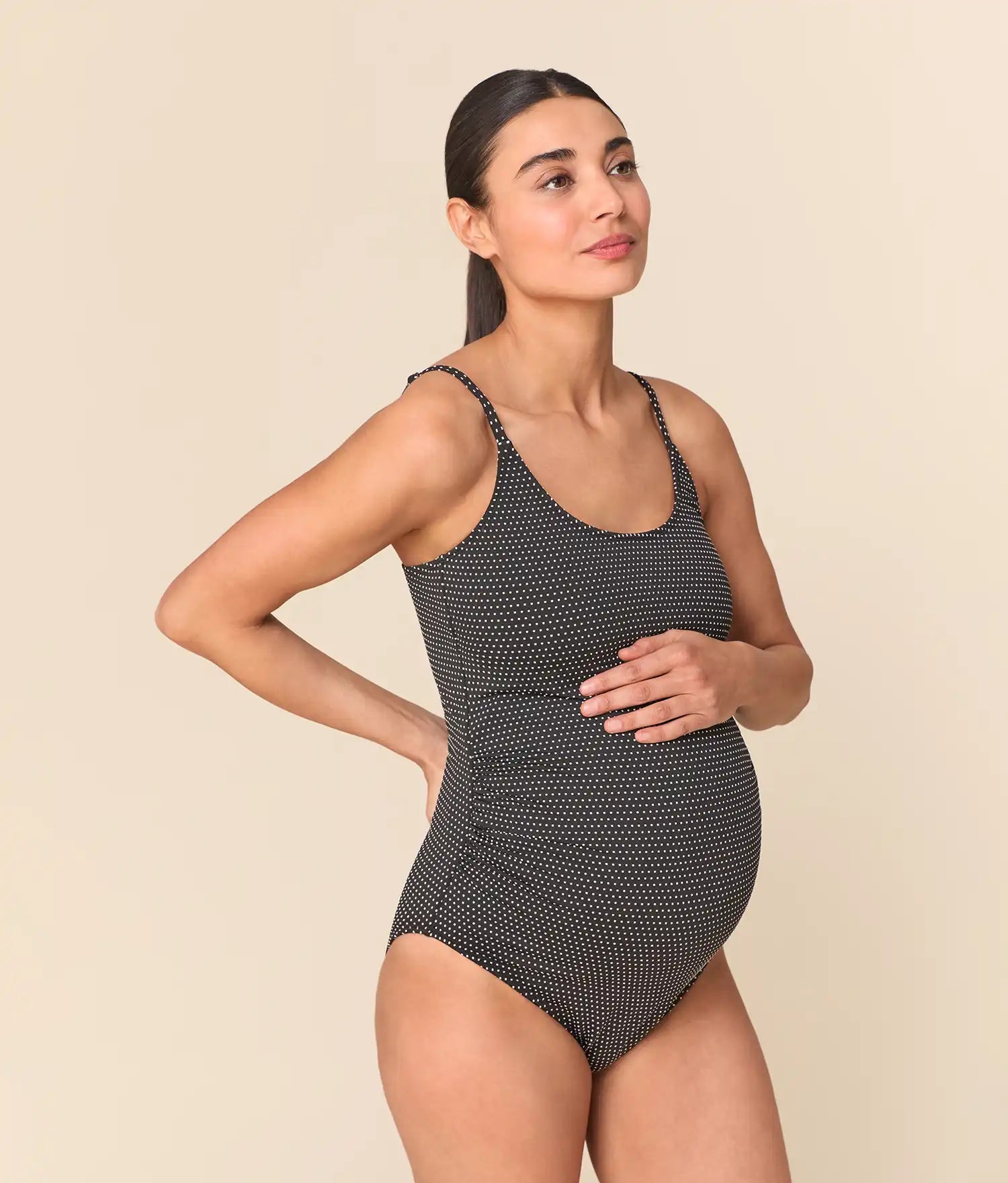 Amalfi Maternity One Piece — Polka Dot — Black Dot