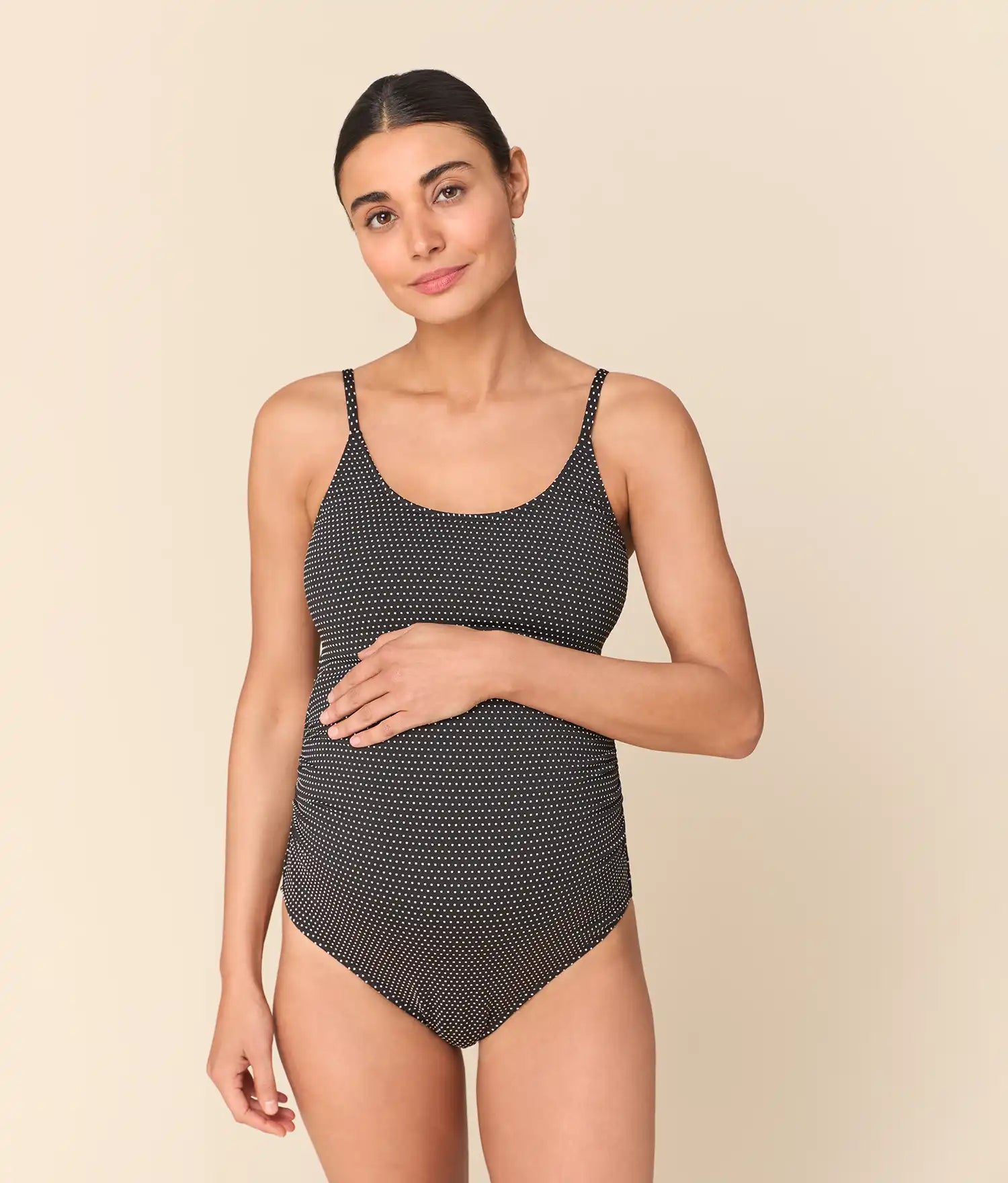 Amalfi Maternity One Piece — Polka Dot — Black Dot - Image 3