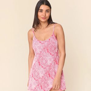 Amalfi Swim Dress — Garden Jacquard — Peachy