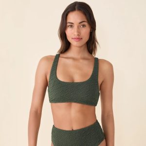 Devon Bikini Top — Textured Geo — Thyme