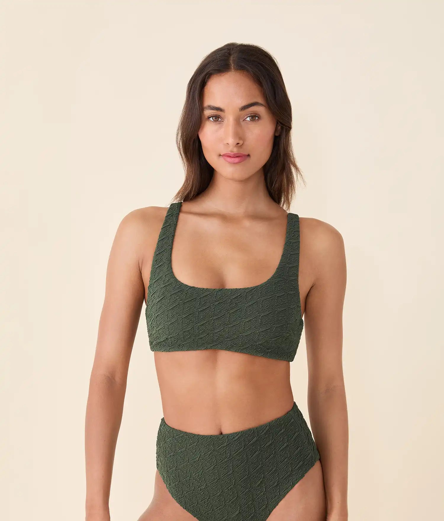 Devon Bikini Top — Textured Geo — Thyme