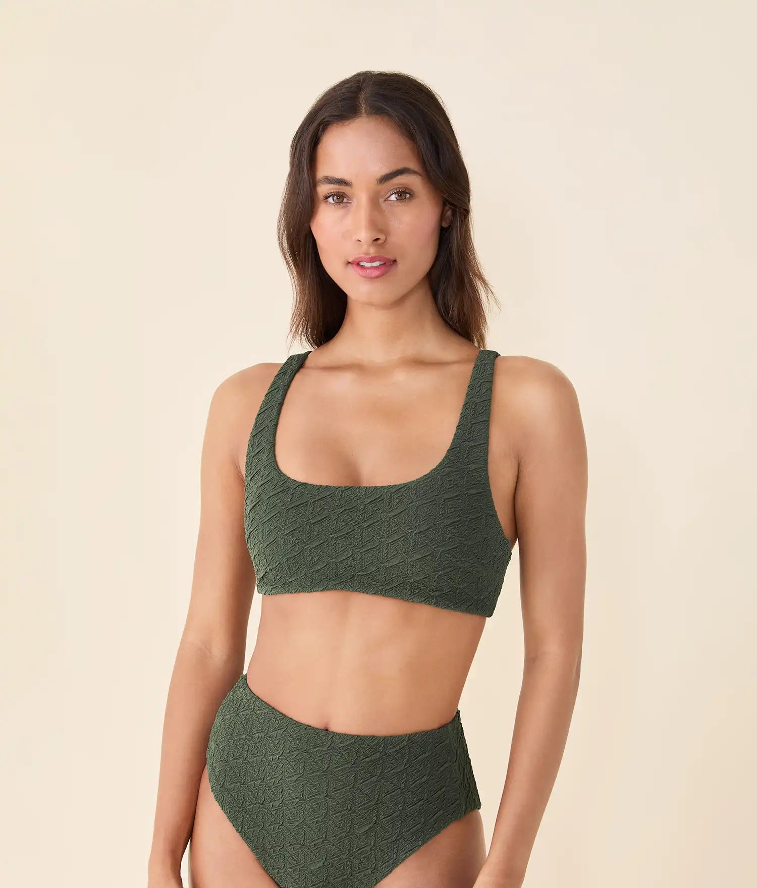 Devon Bikini Top — Textured Geo — Thyme - Image 4
