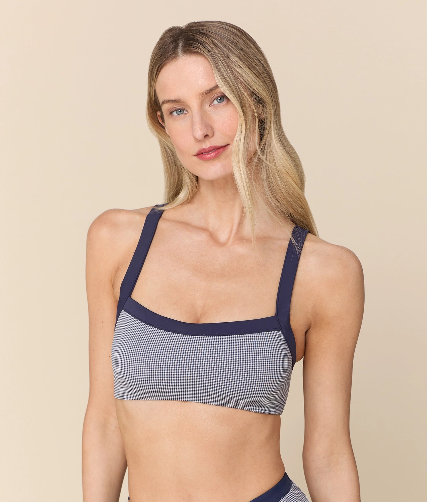 Davenport Bikini Top — Micro Gingham — Juniper