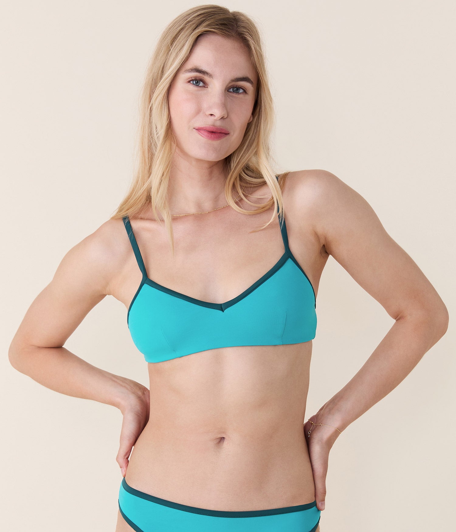 Bells Bikini Top — Eco Nylon — Cyan