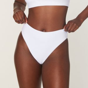 90s High Waist Bikini Bottom — Eco Nylon — White