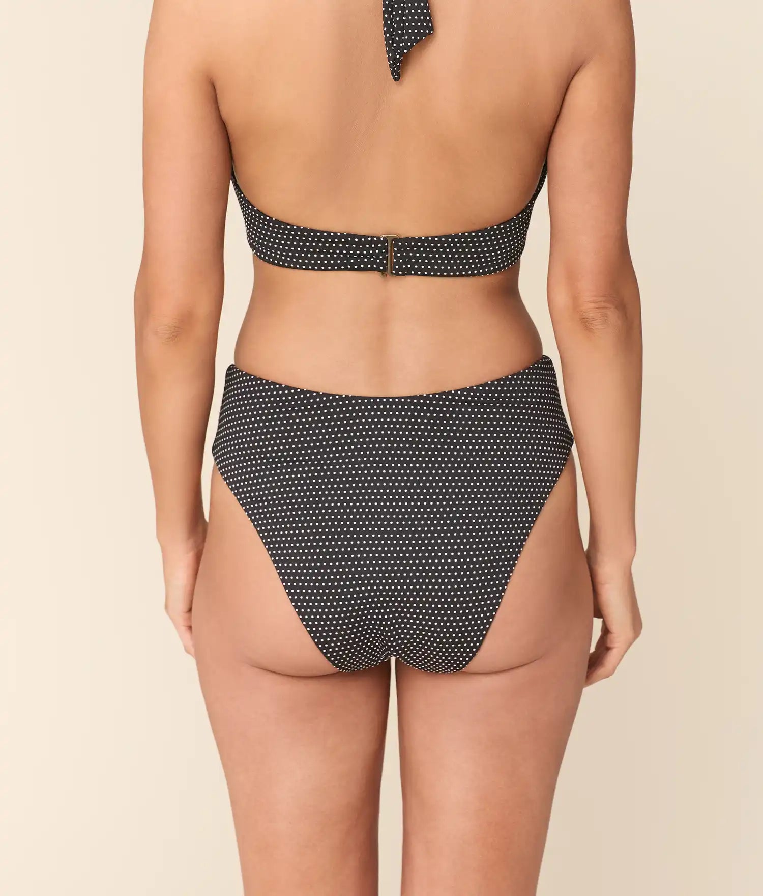 90s High Waist Bikini Bottom — Polka Dot — Black Dot - Image 2