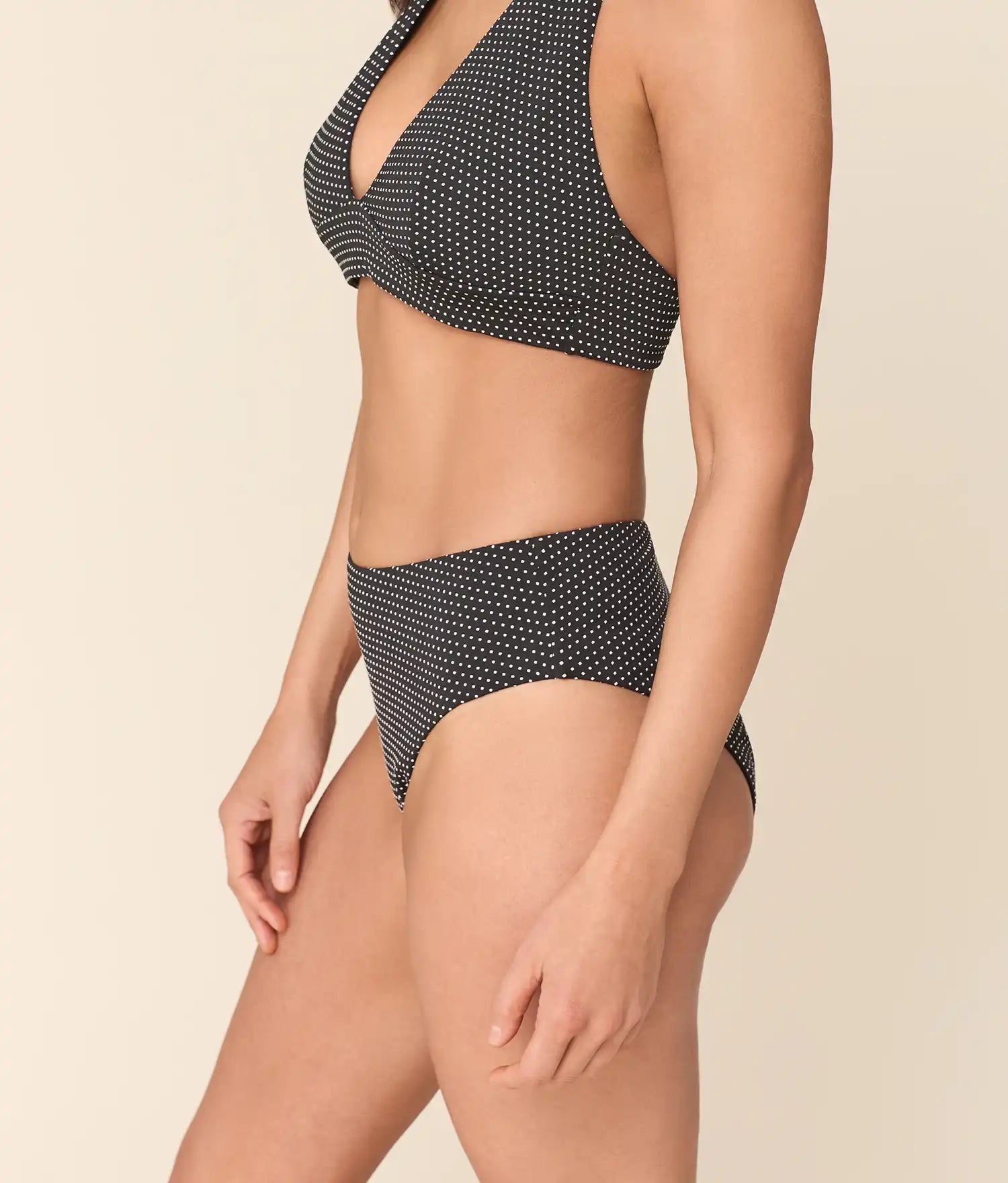 90s High Waist Bikini Bottom — Polka Dot — Black Dot - Image 3