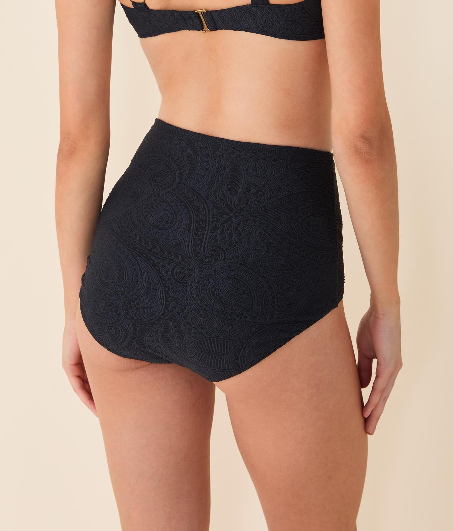 Super High Waist Bikini Bottom — Paisley — Black Paisley - Image 2