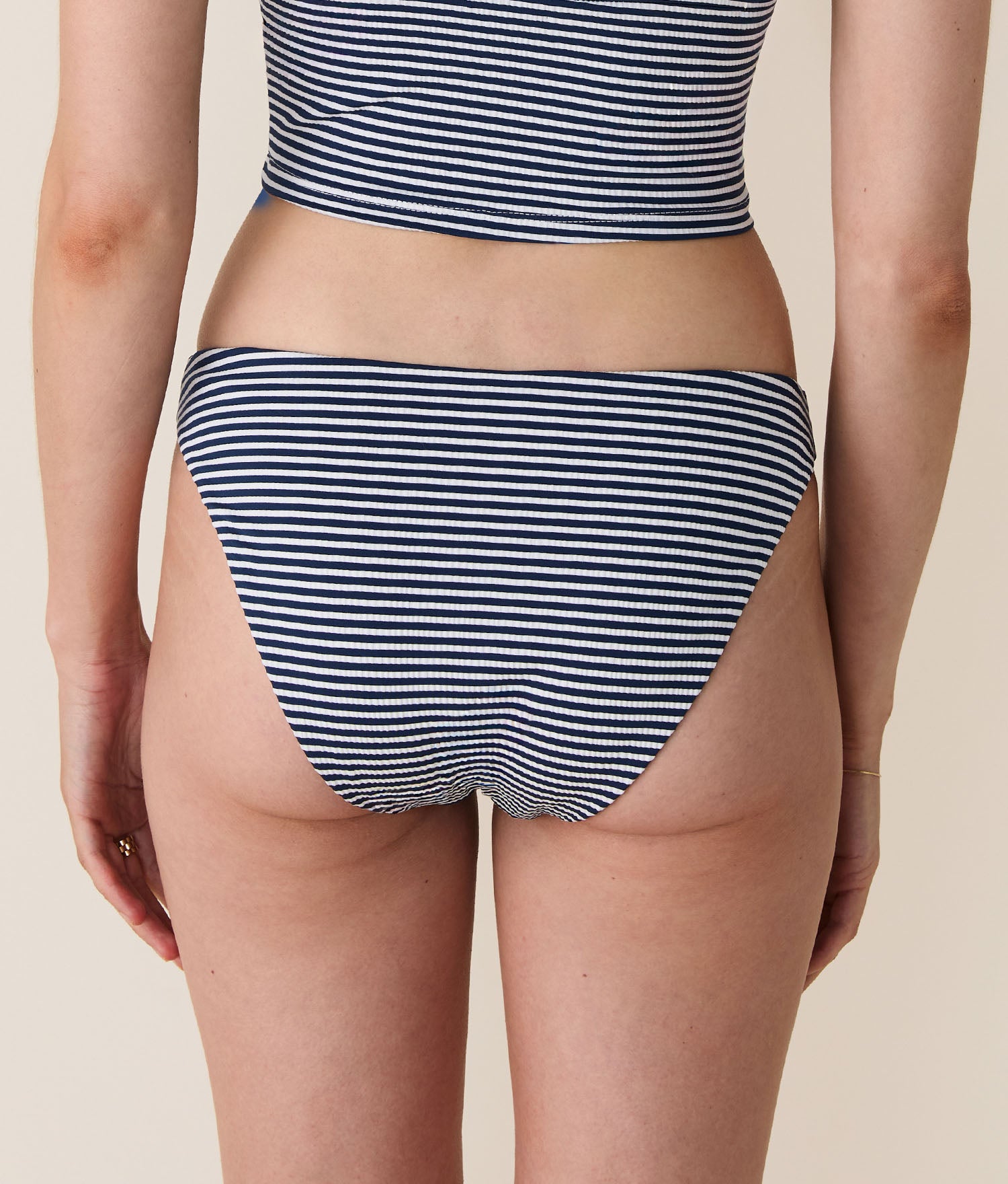 Signature Bikini Bottom — Seersucker Stripe — Cadet - Image 2